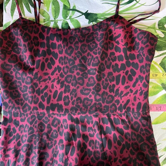DRESS THE POPULATION Shaireen Leopard Dress Womens Large Burgundy Sleeveless - Picture 11 of 15